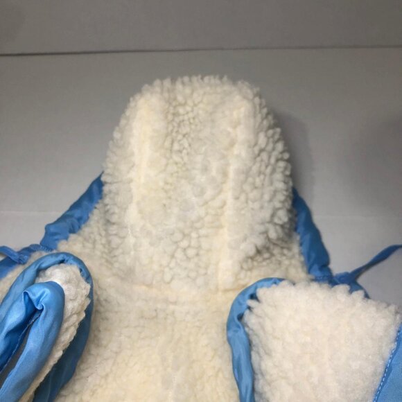 Vintage Doll Coat Hooded Faux Sherpa Trimmed Blue Ties Cabbage Patch? - Picture 8 of 11